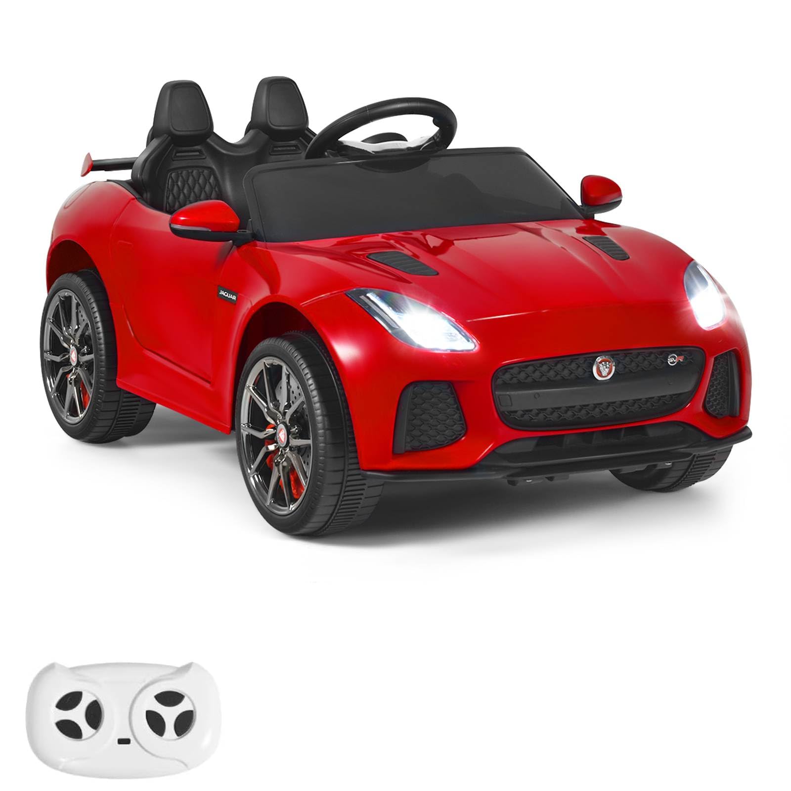 12V Kids Electric Car, Licensed Jaguar F-Type SVR Battery Powered Toy Car with Remote Control, USB/MP3/TF, Music and Lights, Children Ride on Car for 3+ Years Old Boys Girls (Red)