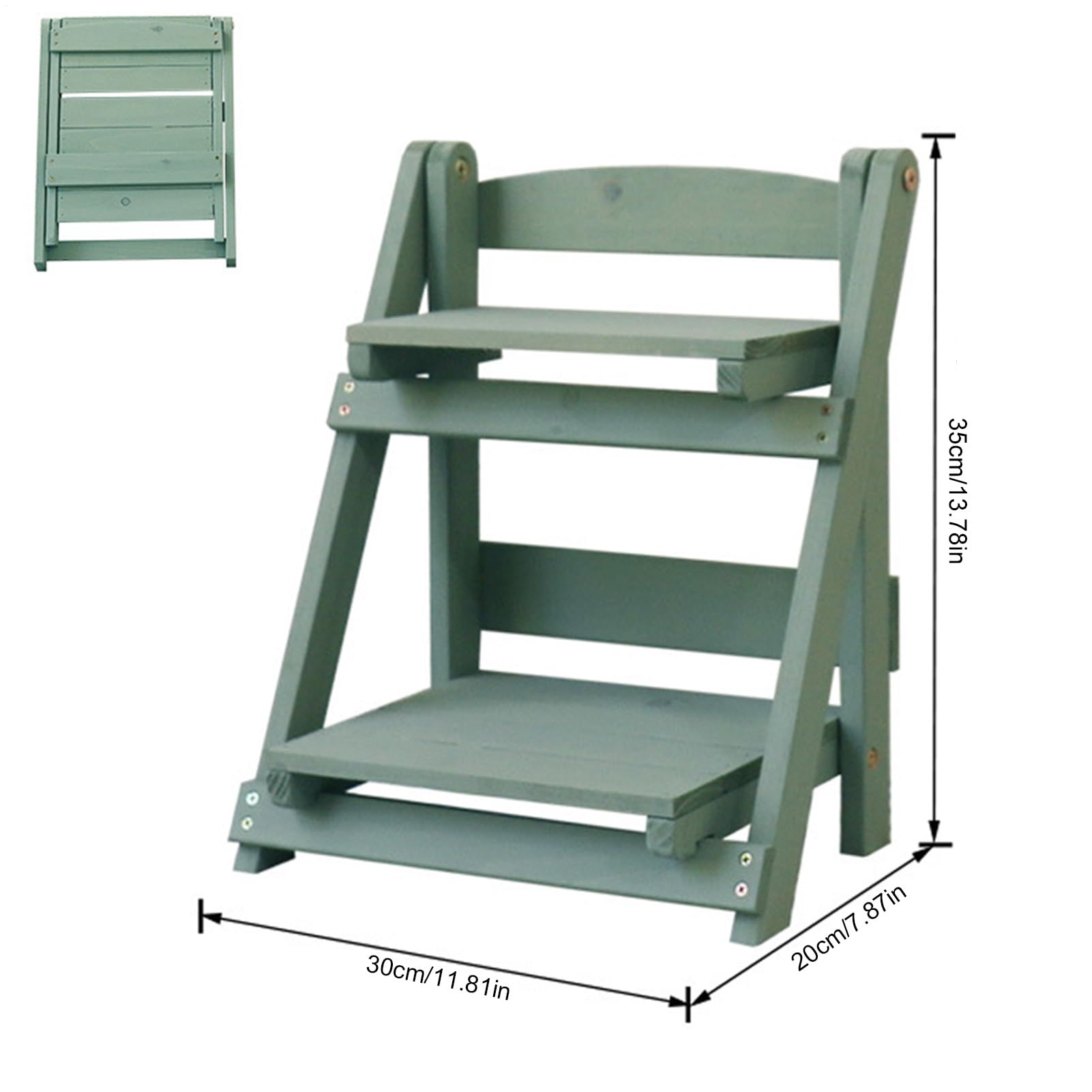 Support pliable en bois naturel pour – Étagère échelle à 2 niveaux –