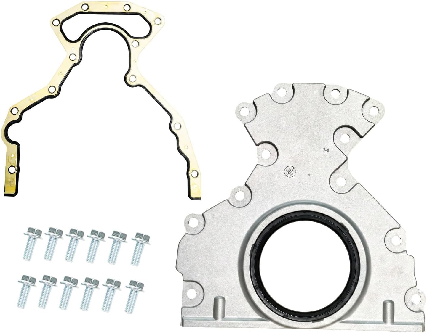 Rear Main Seal Cover Kit - Compatible with Chevy Silverado Tahoe Suburban Avalanche, GMC Sierra Yukon Savana, ESC 4.8L 5.3L 6.0L 6.2L - Replaces 635-518 12633579 12639250