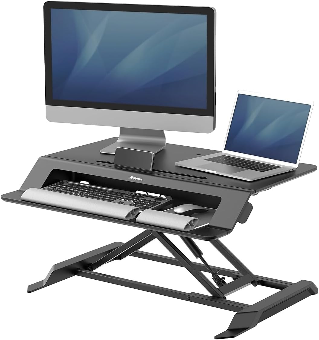 Fellowes Lotus LT Height Adjustable Sit Stand Desk Convertor with Gas Spring