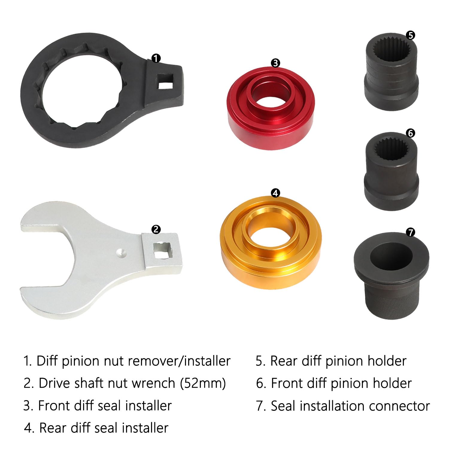 DPTOOL Rear Drive Axle Differential Remover Installer Tool Kit Rear Differential Pinion Seal Tool Compatible with Land Rover Jaguar 3.0 5.0T Replace JLR-205-993 205-994 205-995 205-996 205-997 205-998