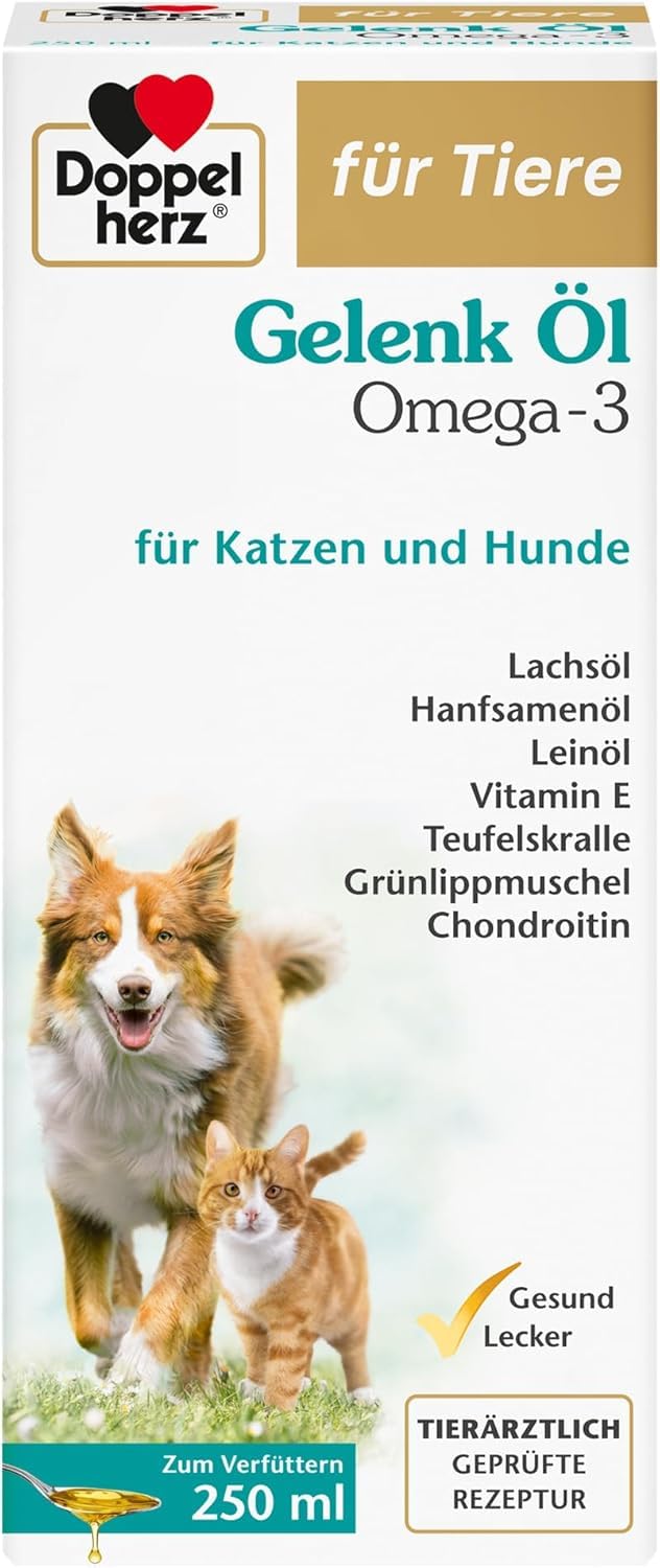 Doppelherz Huile pour articulations pour Chats et Chiens - avec acides Gras Essentiels oméga-3 + chondroïtine - 250 ML