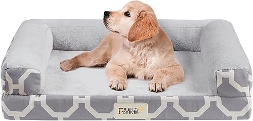 Miniatura 9 de Friends Forever Harper Cama ortopédica de espuma viscoelástica para perro, sofá calmante para mascotas de interior con refuerzo, lavable a máquina,