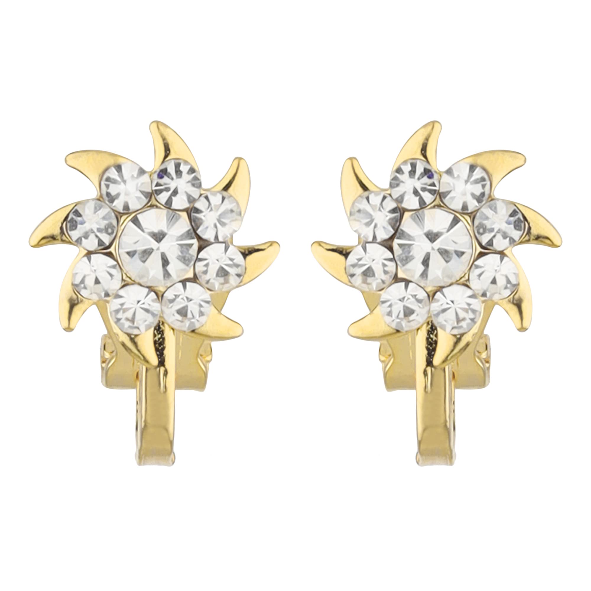 Gold Plated Stone Studded Non Pierced Clip-On No-Piercing Required Small Stud Earrings for Women And Girls (27EC109A200)-image-4