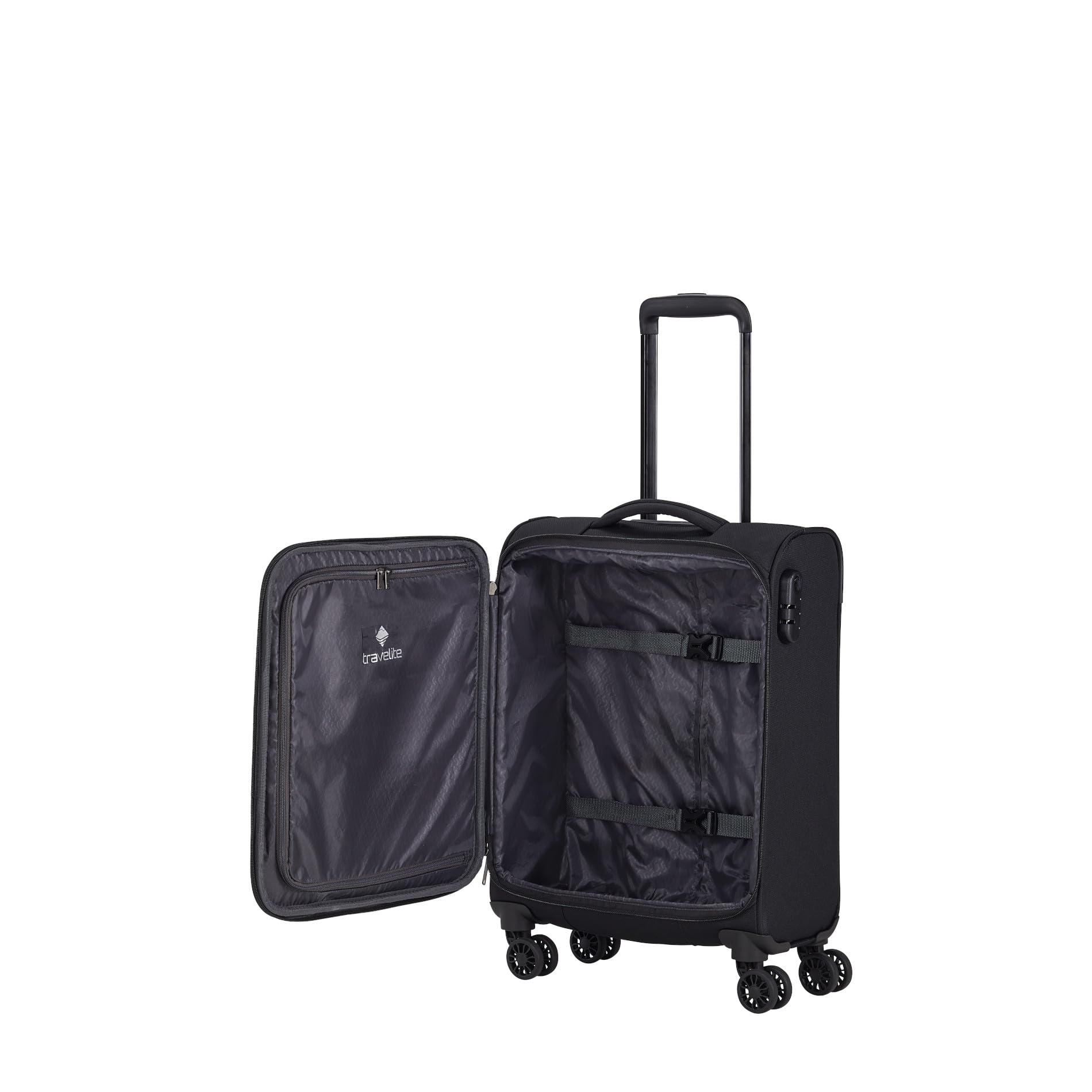Travelite Walizka na kółkach + walizka Chios 4 w Trolley S, czarny, Einheitsgröße, Miękki bagaż podręczny walizka na kółkach z 4 kółkami