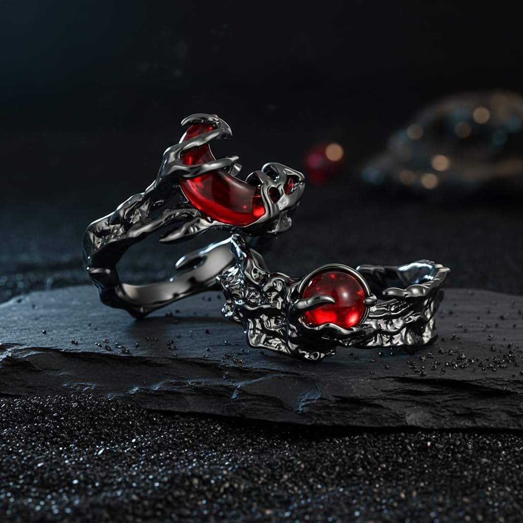 Sun Moon Matching Couple Rings Set - Adjustable Promise Rings,Unisex Gift for Valentine's Day, Anniversary
