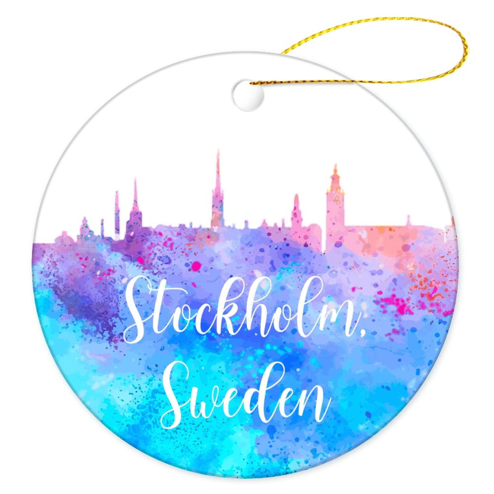 Xujianhuaxuyoubinbaihuodian Multi-Colored Christmas Tree Decoration 7.3Cm, Sweden-Stockholm Christmas Baubles Multi-Colour Christmas Tree Decorations Decoration Ceramic Xmas Ornament Christmas