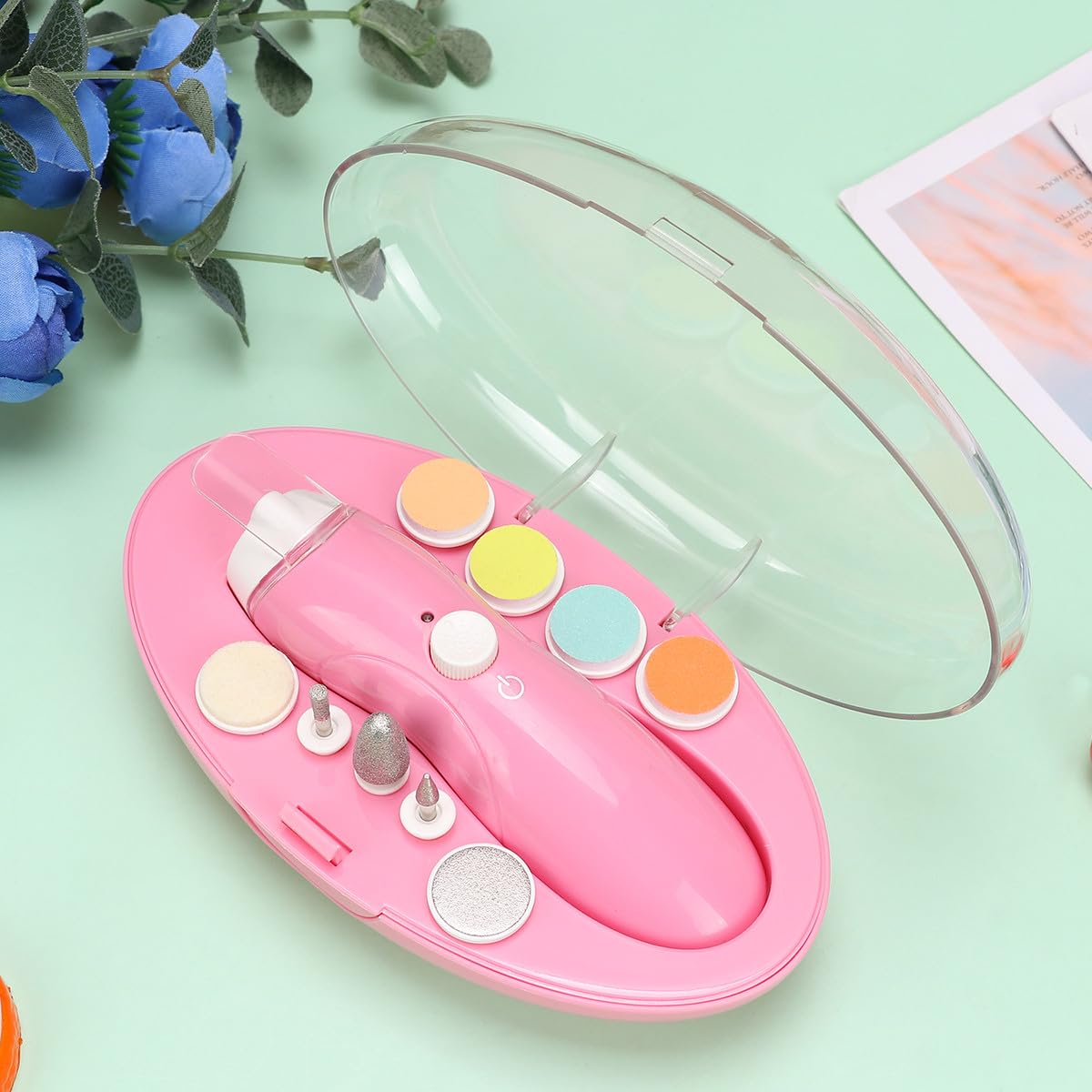 SHOWERORO Uñas Eléctrica Para Bebés Kit De Cortaúñas Cabezales Intercambiables Herramientas De Manicura Sin Batería Diseño Para