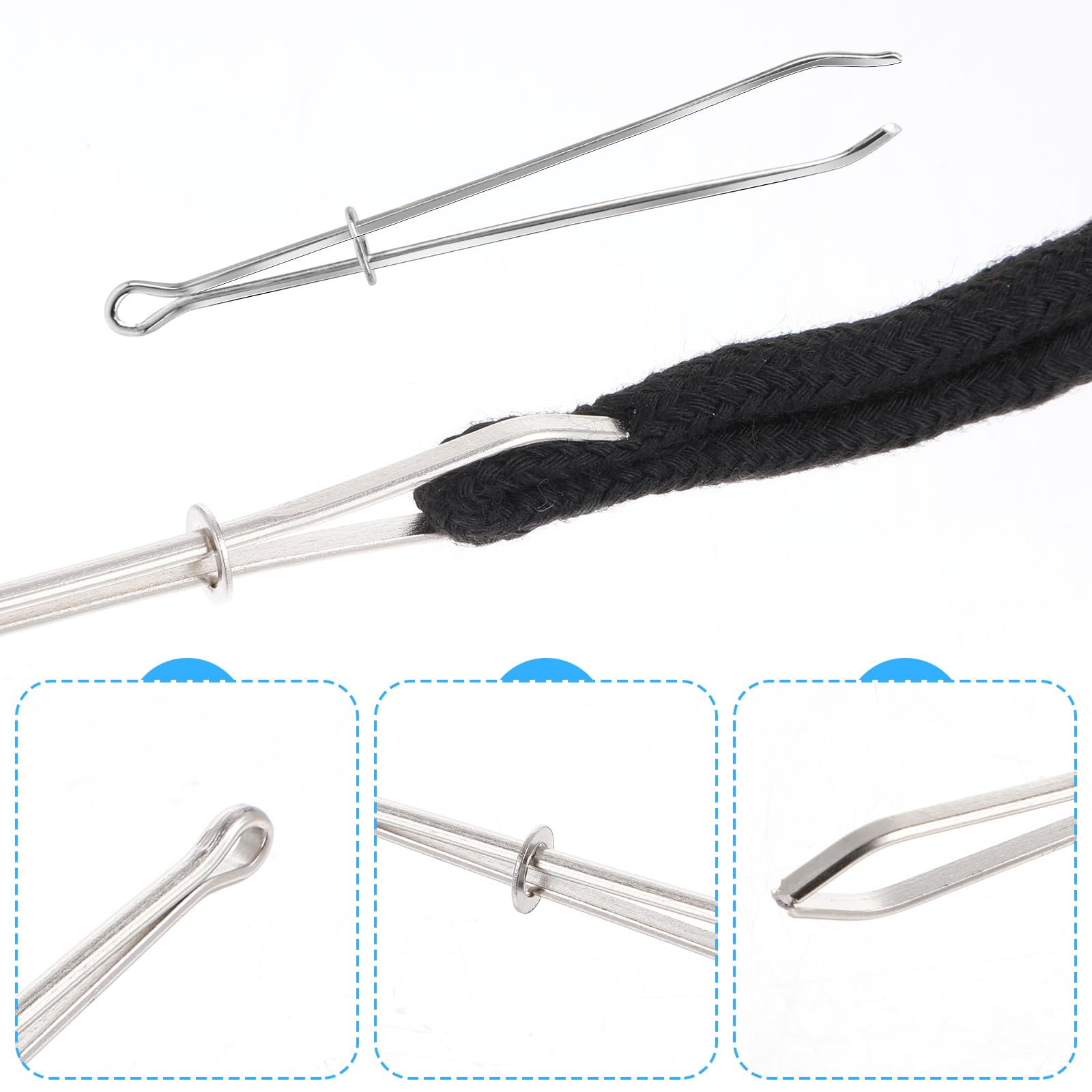 Ersatz-Kordelzüge Set (Schwarz & Weiß) Mit Einfädler | 130 Cm Baumwollkordeln Für Hoodies, Jogginghosen, Jacken & Mehr