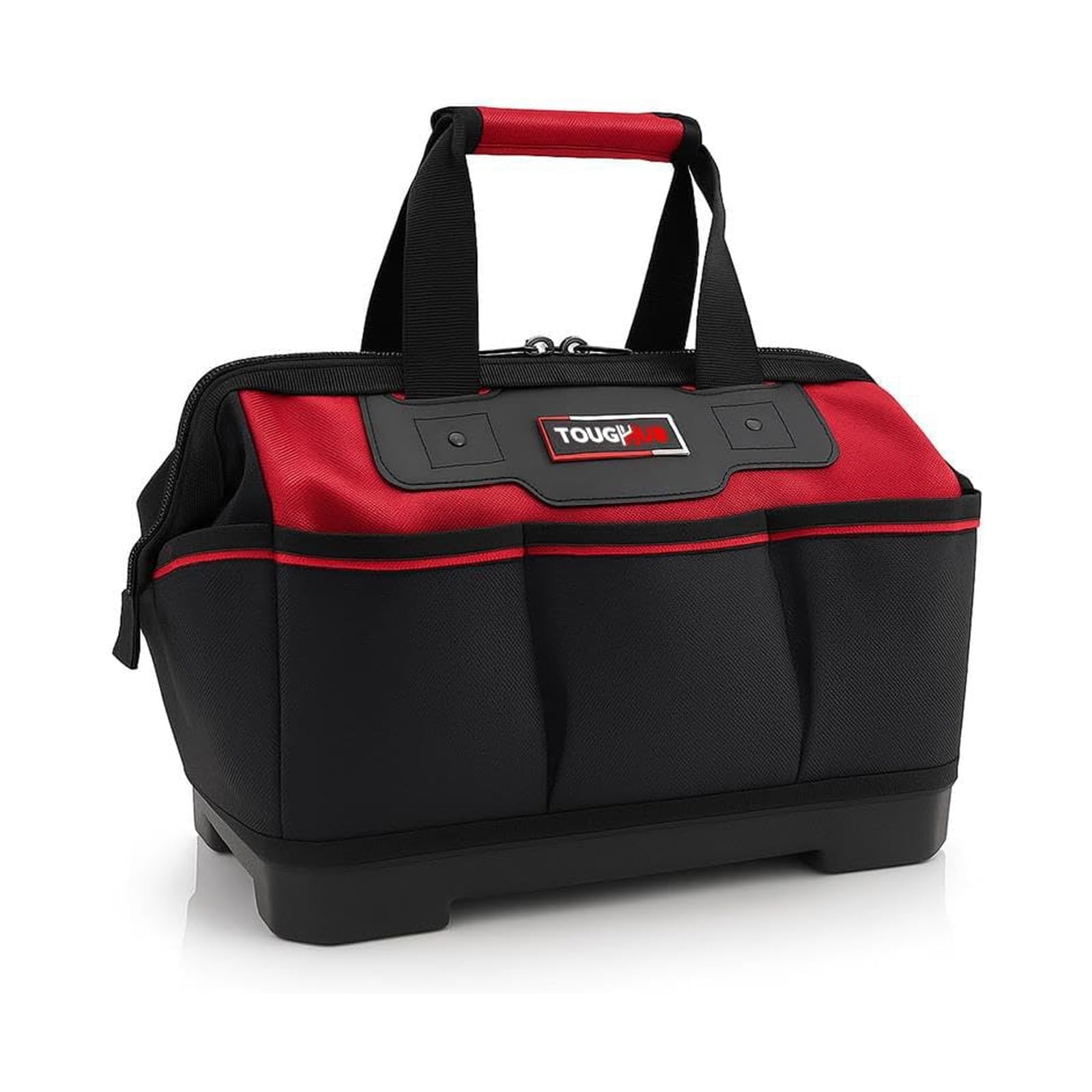 ToughHub 14 Inch Tool Bag Heavy Duty with Hard Base | 1680D Water Resistant, Wide Mouth Tool Storage Bag, 10 Pockets, Holds up to 25kg