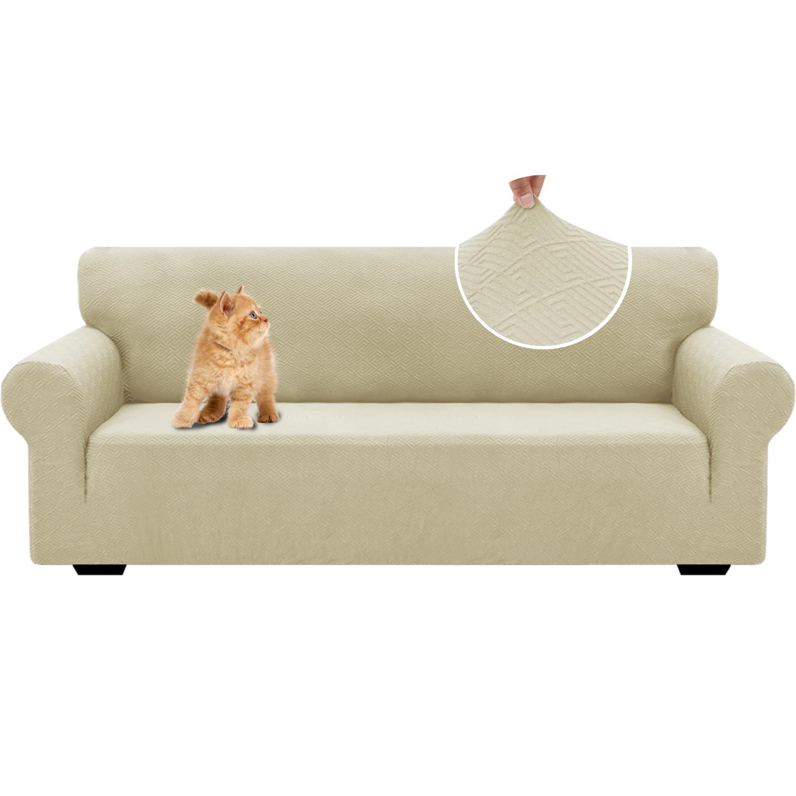 Sofa cover lavable antidérapante super extensible avec accoudoirs 3 places