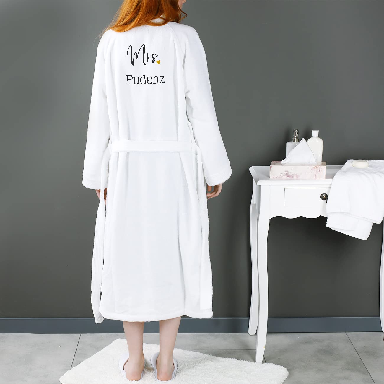 Herz & Heim® Partner Bademantel-Set zur Hochzeit mit Namen bestickt