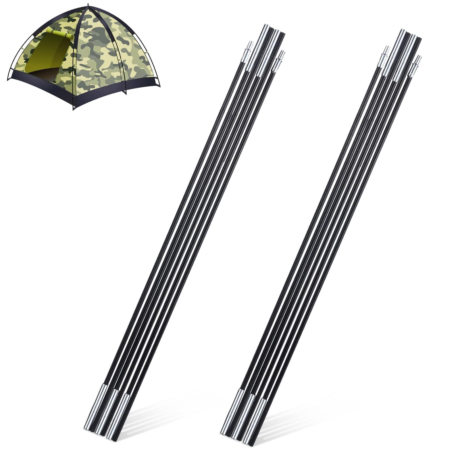 Arceaux De Tente, 2 Pièces Mât De Tente Tige, Poteau De Tente Mât De Tente Accessoires De Remplacement Barre Tige De Support Pliable pour Camping Randonnée