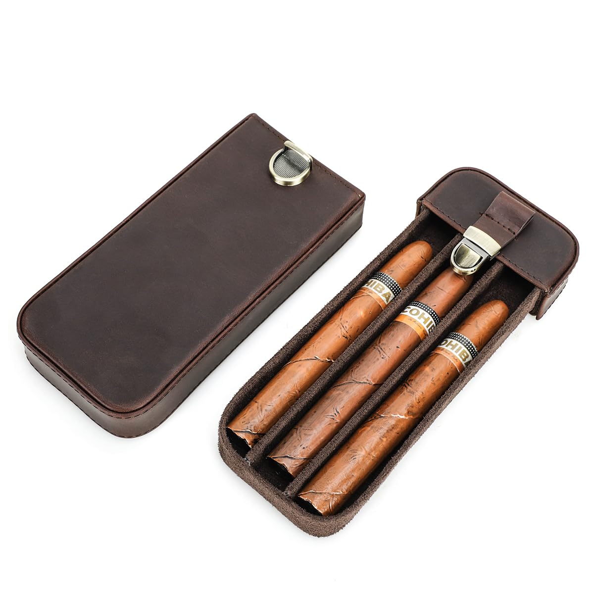 Contacts 3 etui na cygara podróżne, skórzane pudełko na cygara w stylu vintage etui na cygara Humidor etui do przechowywania cygar dla mężczyzn