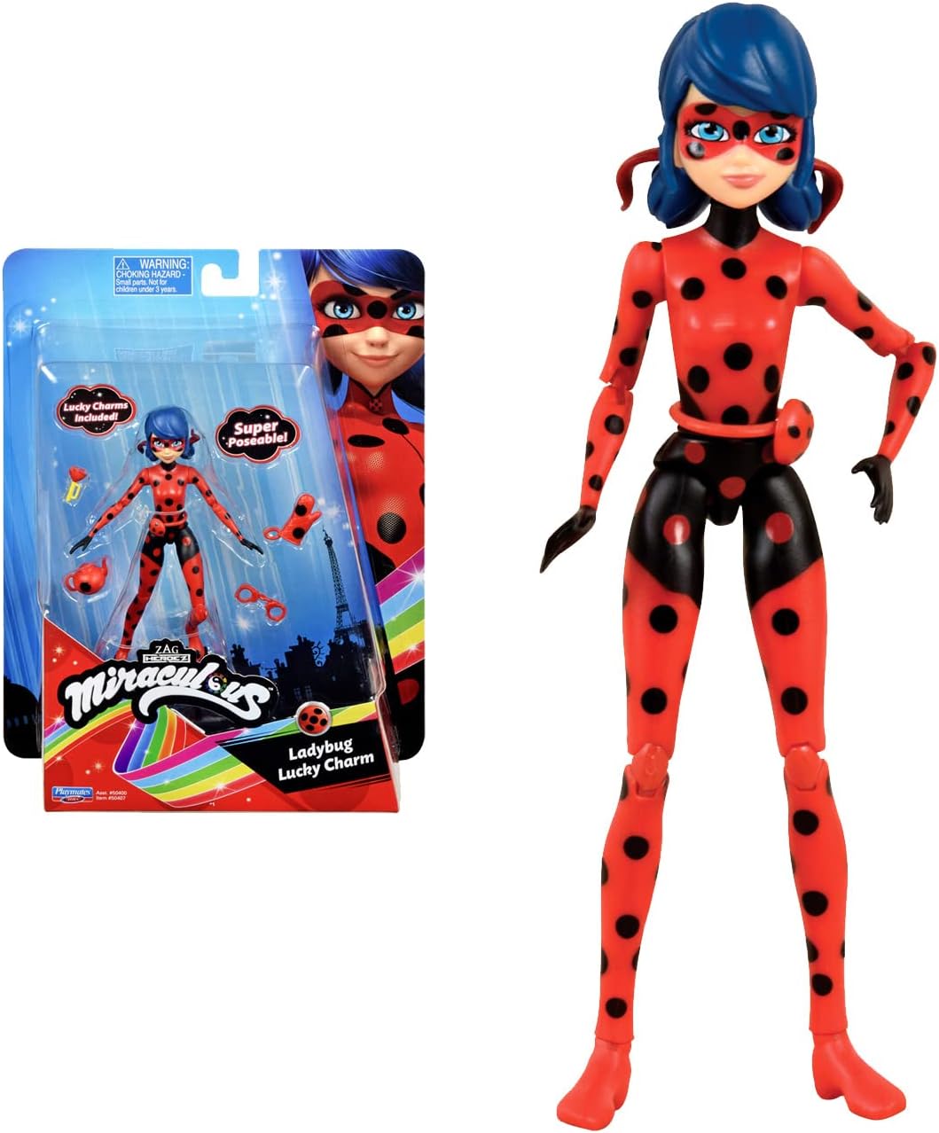 Miraculous Ladybug Ladybug - Muñeco articulado, Ladybug Lucky Charm V2 (Bandai, P50407)