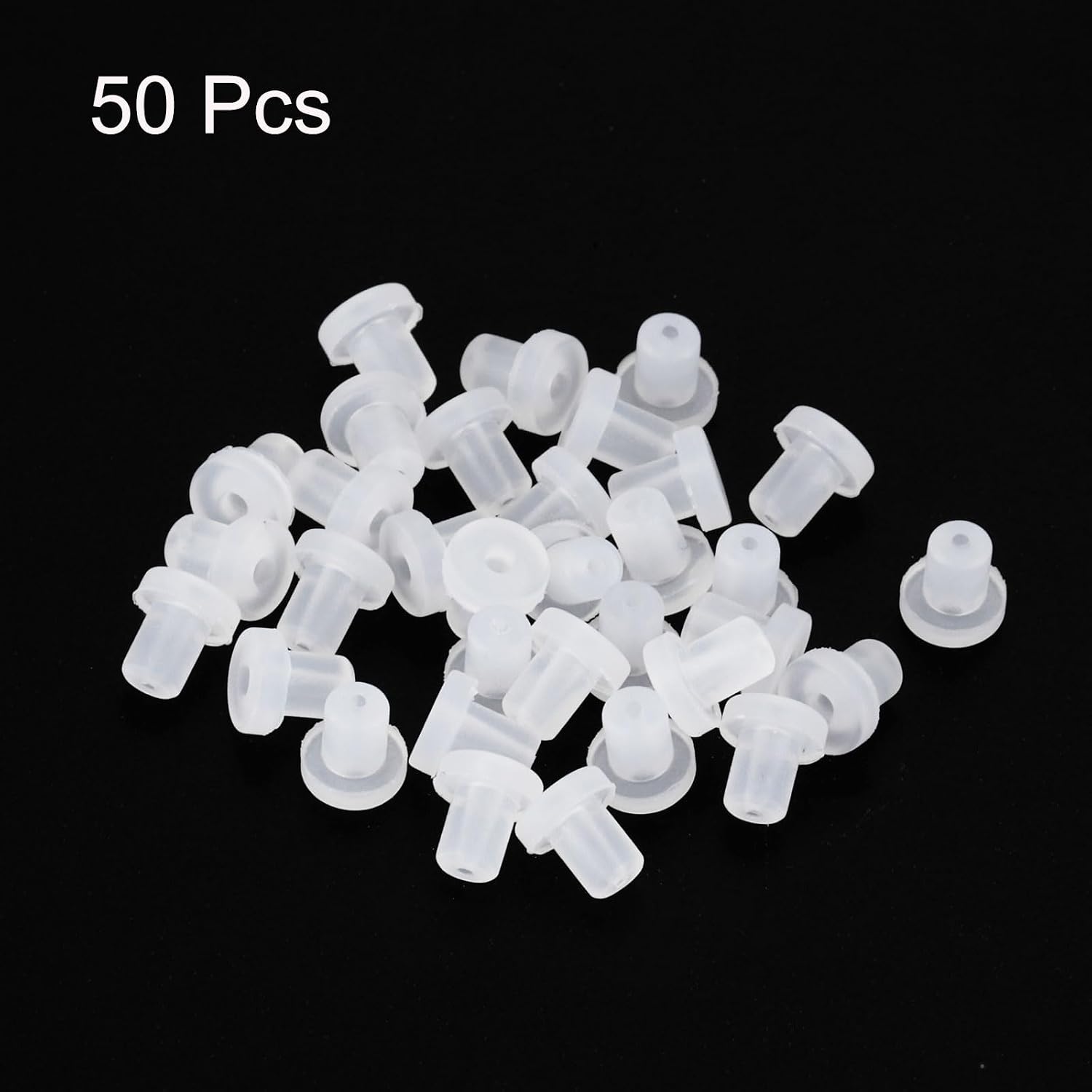 MECCANIXITY 50Pcs T Shape Conical Rubber Grommet Mount Dia 2.5mm ID 0.5mm H 4mm Transparent Seal Protection Cable Grommets Flexible for Cable Pipe