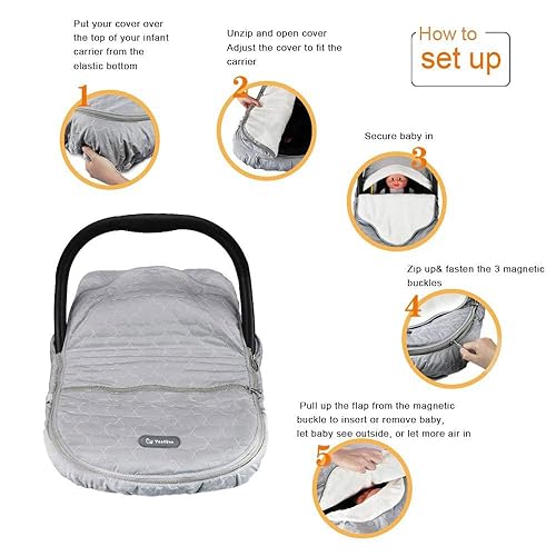 Miniatura 3 de Yoofoss Funda de asiento de automóvil para bebé, cubierta de invierno para proteger al bebé del viento frío, funda de forro polar de felpa súper