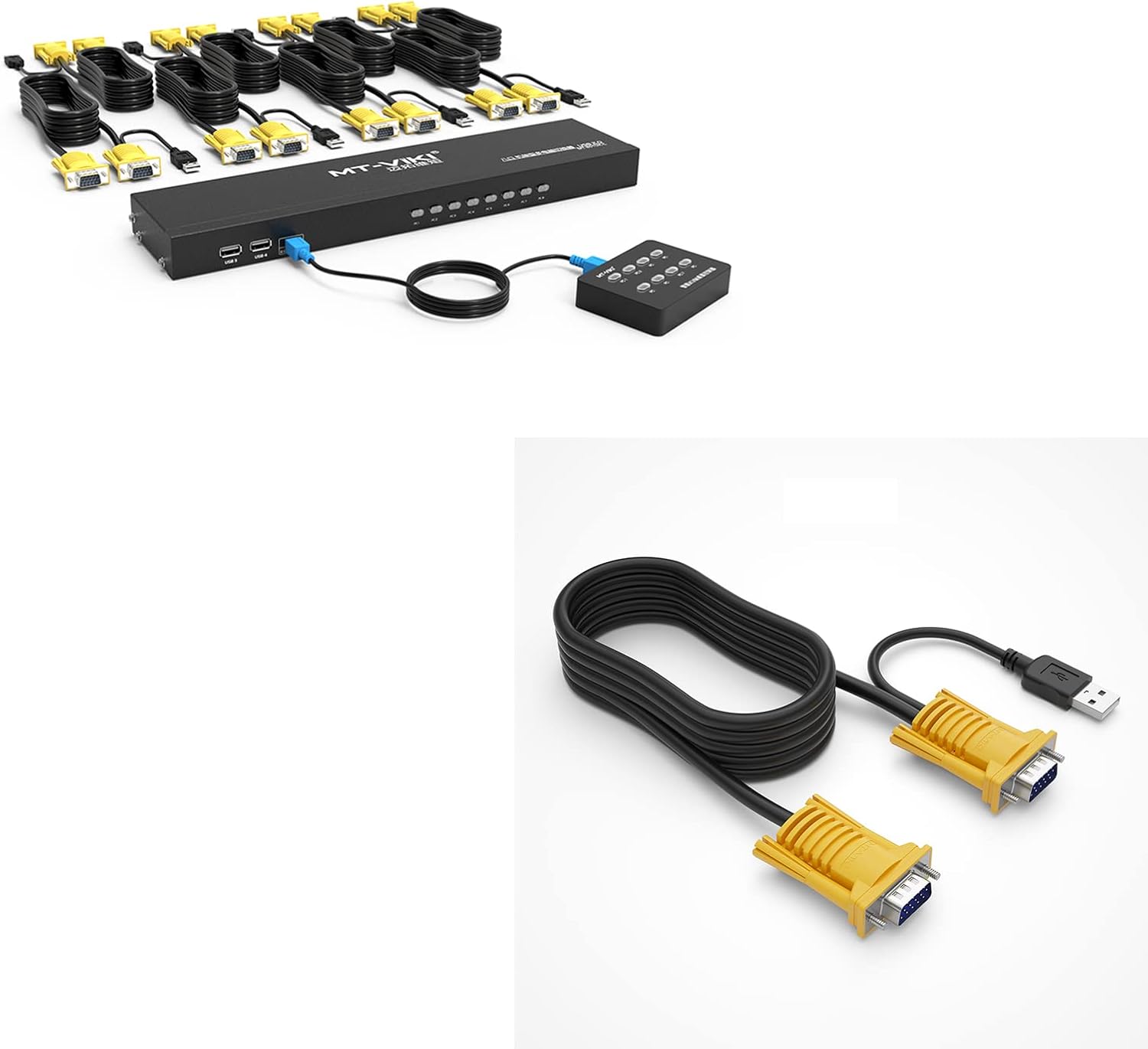 MT-VIKI 8 Port KVM Switch+ 16ft 2-in-1 VGA KVM Cable