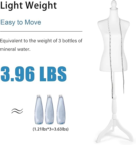 Miniatura 3 de HOMBOUR Forma de vestido de torso de maniquí femenino, cuerpo de maniquí de costura, maniquí de altura ajustable con soporte para modista de