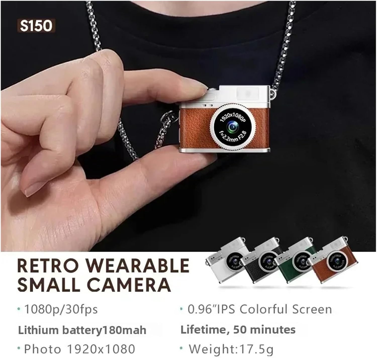 1080P Retro Portable Mini Digital Camera with 0.96 Inch IPS Screen & LED Fill Light for Daily Video Shooting
