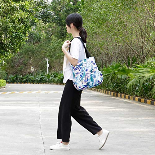 Image of KAMO Floral Tote Bag - Waterproof Lightweight Handbags Travel Shoulder Bag for Hiking Yoga Gym Swimming Travel Beach