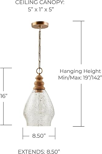 Miniatura 2 de Capital Lighting 330413LW Juniper - Colgante único de cristal con semillas de piedra transparente, 1 luz de 60 vatios, 16 pulgadas de alto x 9