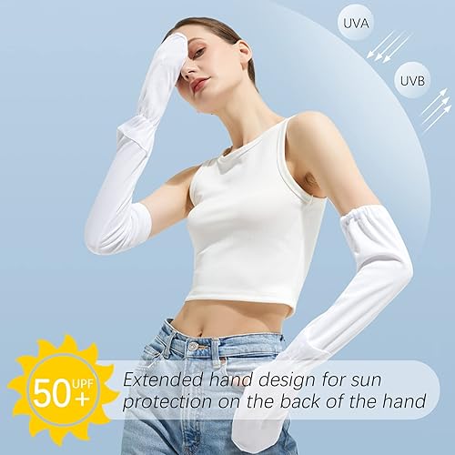 Miniatura 5 de Mangas de sol sin dedos para conducir, manga ajustable con guantes, protección UV, cubierta de brazo de refrigeración para jardinería