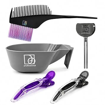 Hair Dye & Straightening Tool Kit Mixing Bowl, Applicator Brush, Color Key & Clips