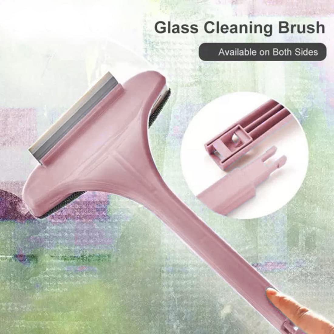 AKRIZA Cleaning Supplies Multifunctional Screen Brush 2 In 1 Mesh Cleaning Brush & Wiper With Extended Handle Window Cleaning Brush Net Cleaner Double-Sided Window Mesh Cleaner (54*21*4.5 cm) (Pink) 3