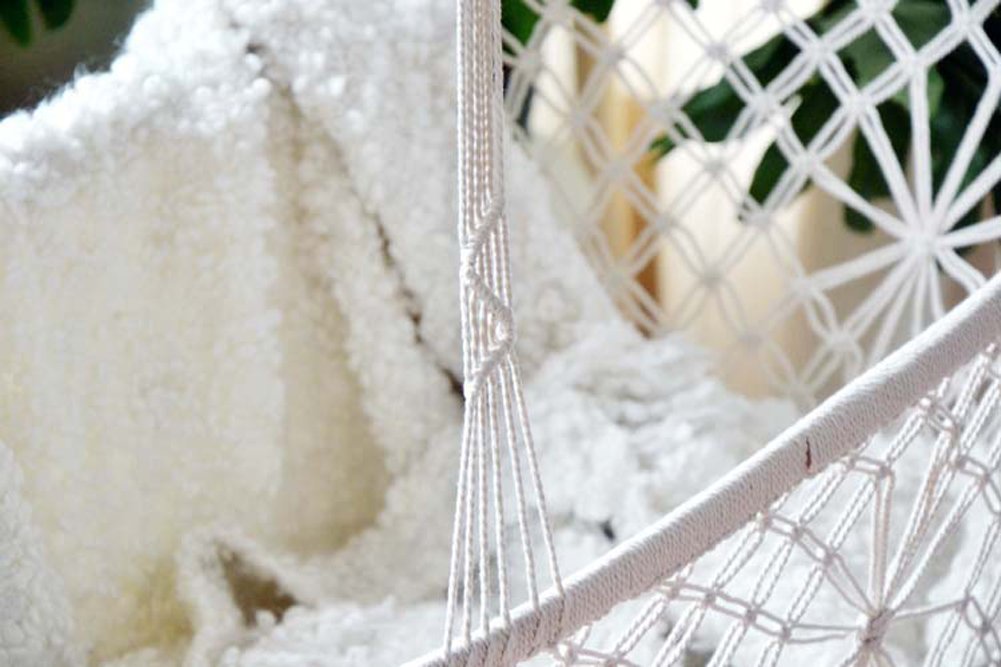 Baby Wiege Hängebett Boho Style Hängematte Wiege mit Quaste Seite Komfort Krippe Minsheng Webstoff