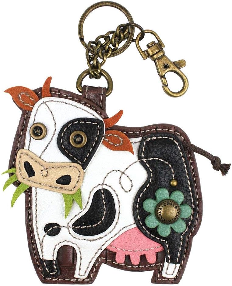 CHALACow Key Fob Coin Purse Keychain, Cow Lover Chala Handbags_AB