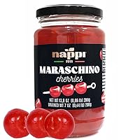 Vista 1 de Nappi 1991, Cerezas al marrasquino sin tallos, Cereza roja, 14 oz (390 g),Producto de Italia