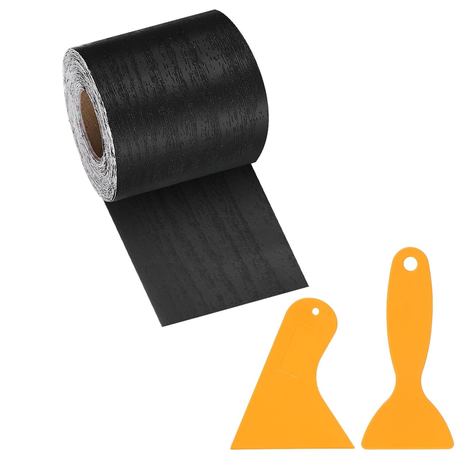PATIKIL Wood Grain Repair Tape, 2" x 33' Self Adhesive Realistic Wood Tape with Scraper Durable Repair Patch for Furniture Floor Window Door Table DIY Home Decor, Black Wood Grain