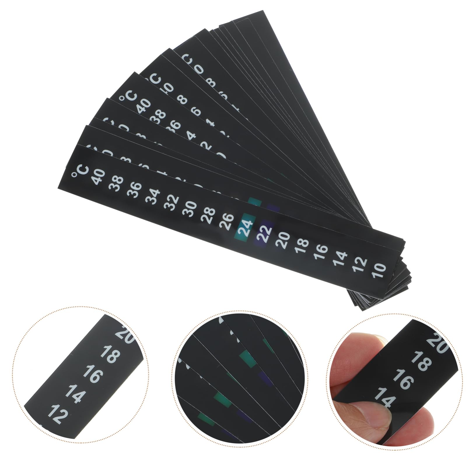 Ipetboom 150piezas Tira De Temperatura Interior Medición Precisa Cambio De Color Rango Para Acuarios y Reptiles Material Seguro Pet y Cristal Líquido