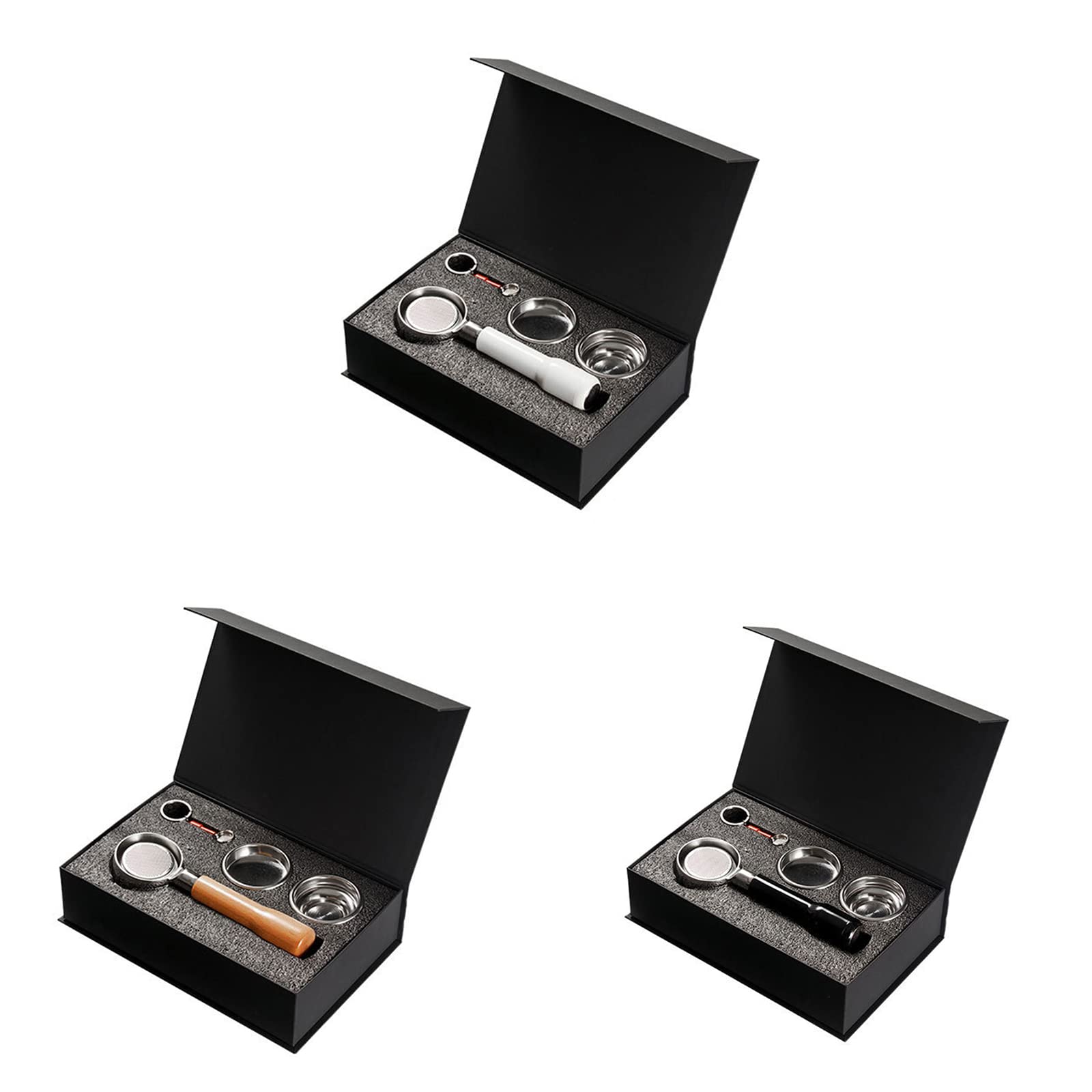 Portafiltro de 58 mm E61 para cafetera con doble oreja, sin fondo, con mango de madera, accesorio de repuesto, mango de café