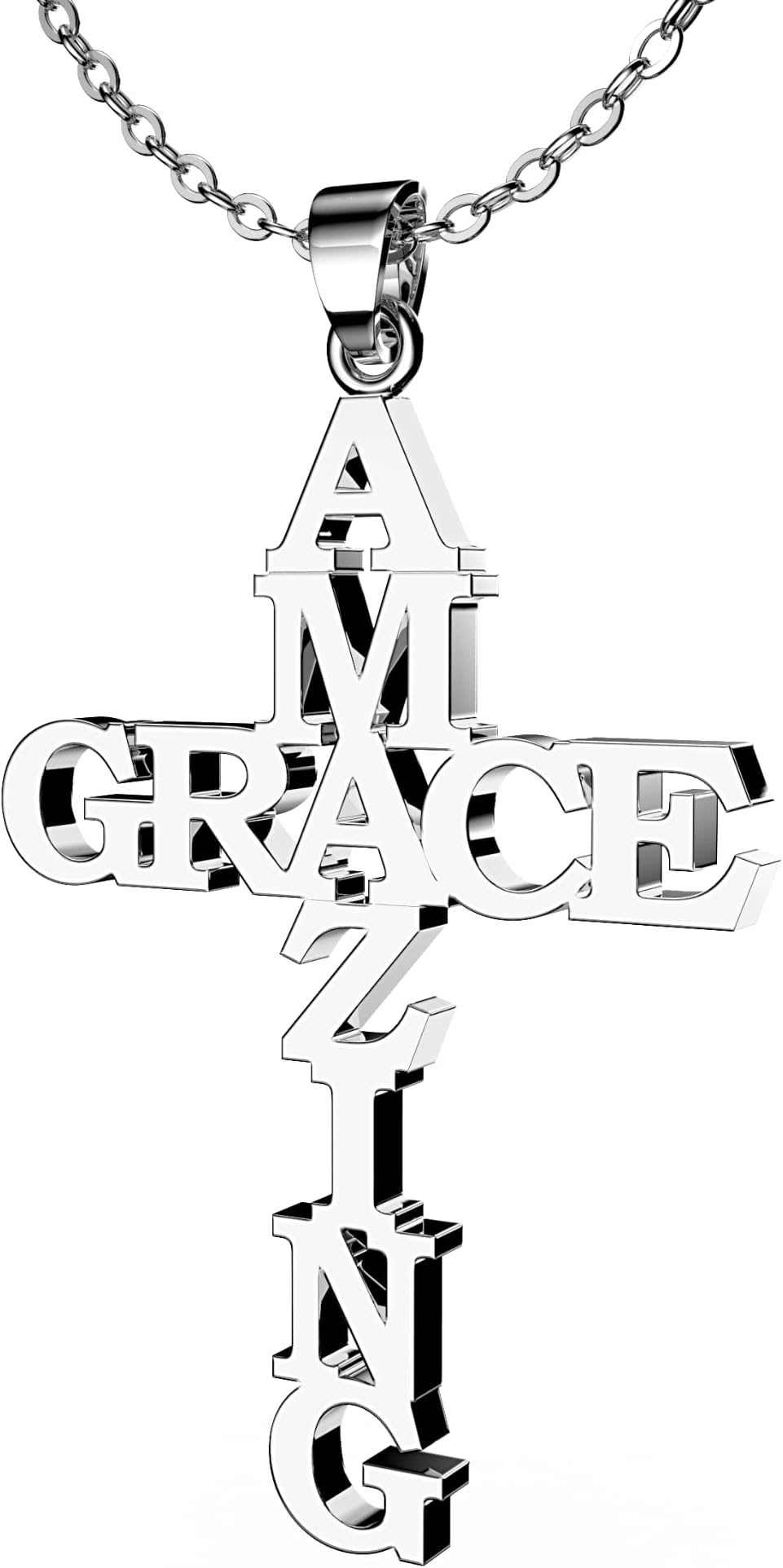 The Positive Christian Amazing Grace Cross Bracelet, Earrings, Necklace - Stainless Steel - Christian Gifts for Women & Men Faith - Religious Jewelry Gift for Christmas, Wedding, Anniversary