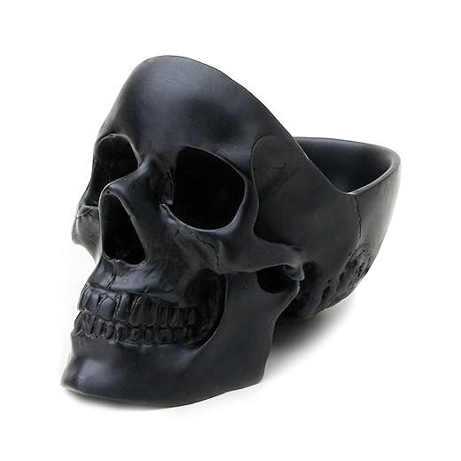 Suck UK Skull Tidy | Schale in Schädelform | Stiftehalter | Aufbewahrungsbehälter für Accessoires| Skelet Schmuckständern in Schädelform | Dekoration | für Kleingeld oder Kosmetika | Schwarz
