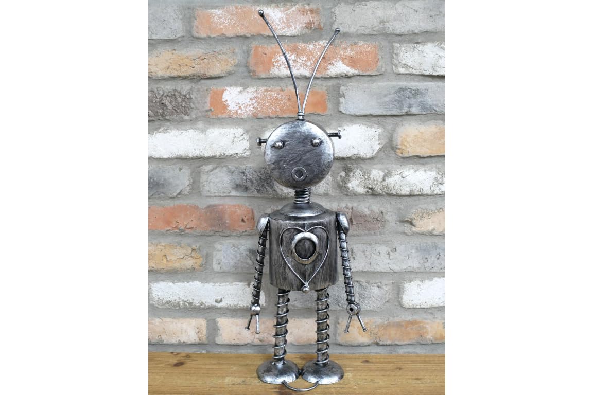 My Square Mile Recycled Metal Tin Robot Man Garden Ornament Statue 65cm