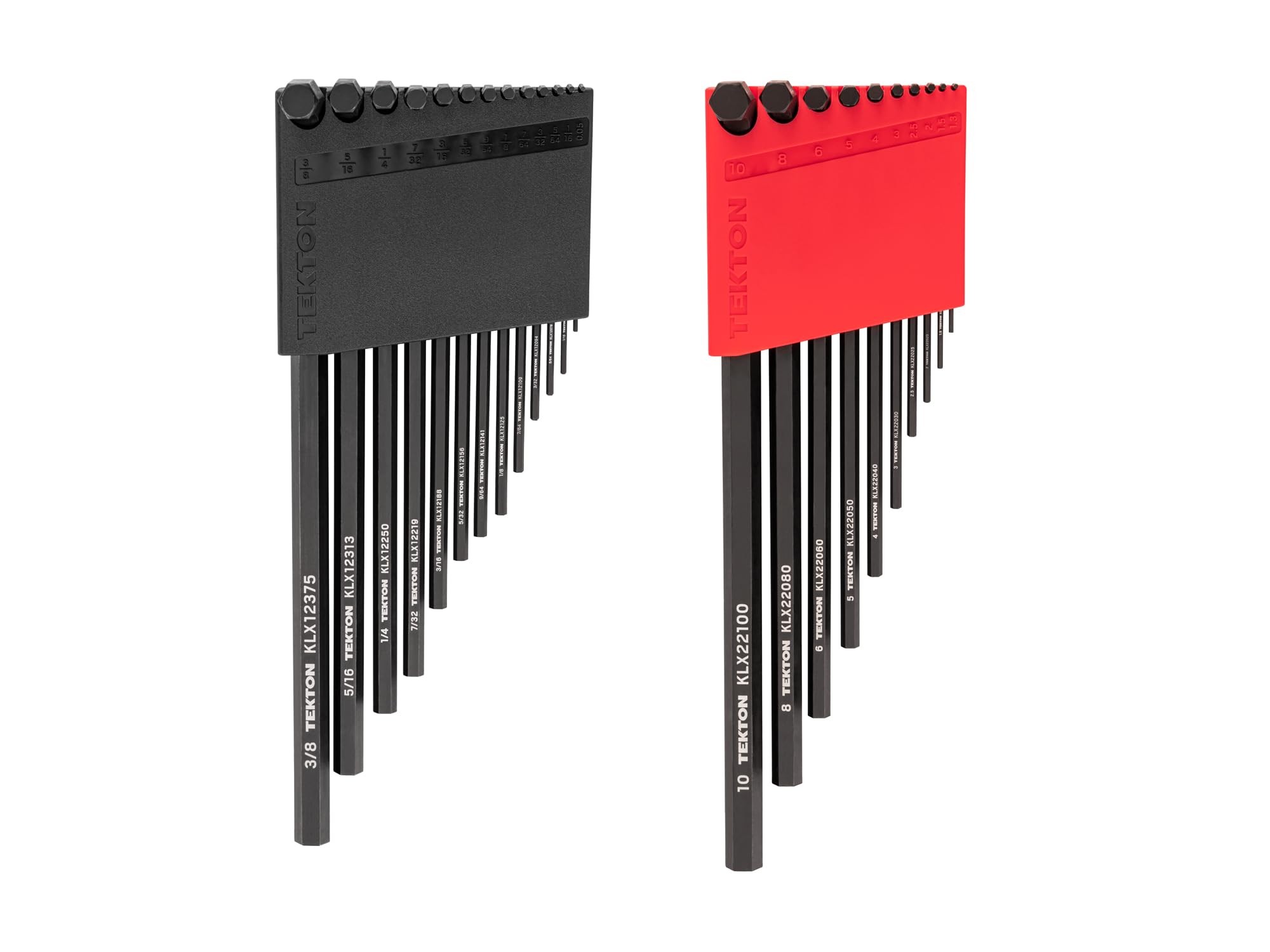 TEKTON Jeu de clés en L hexagonales plates avec support, 23 pièces (0,050-3/8", 1,3-10 mm) | KLX91305
