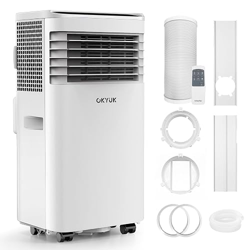 Mobile Klimaanlage 7000 BTU mit Abluftschlauch | 4-in-1 Mobiles Klimagerät | Leiser Betrieb | Digitaldisplay + Fernbedienung | Fenster-Installationsset | 24h-Timer | Für Räume bis 25 m²