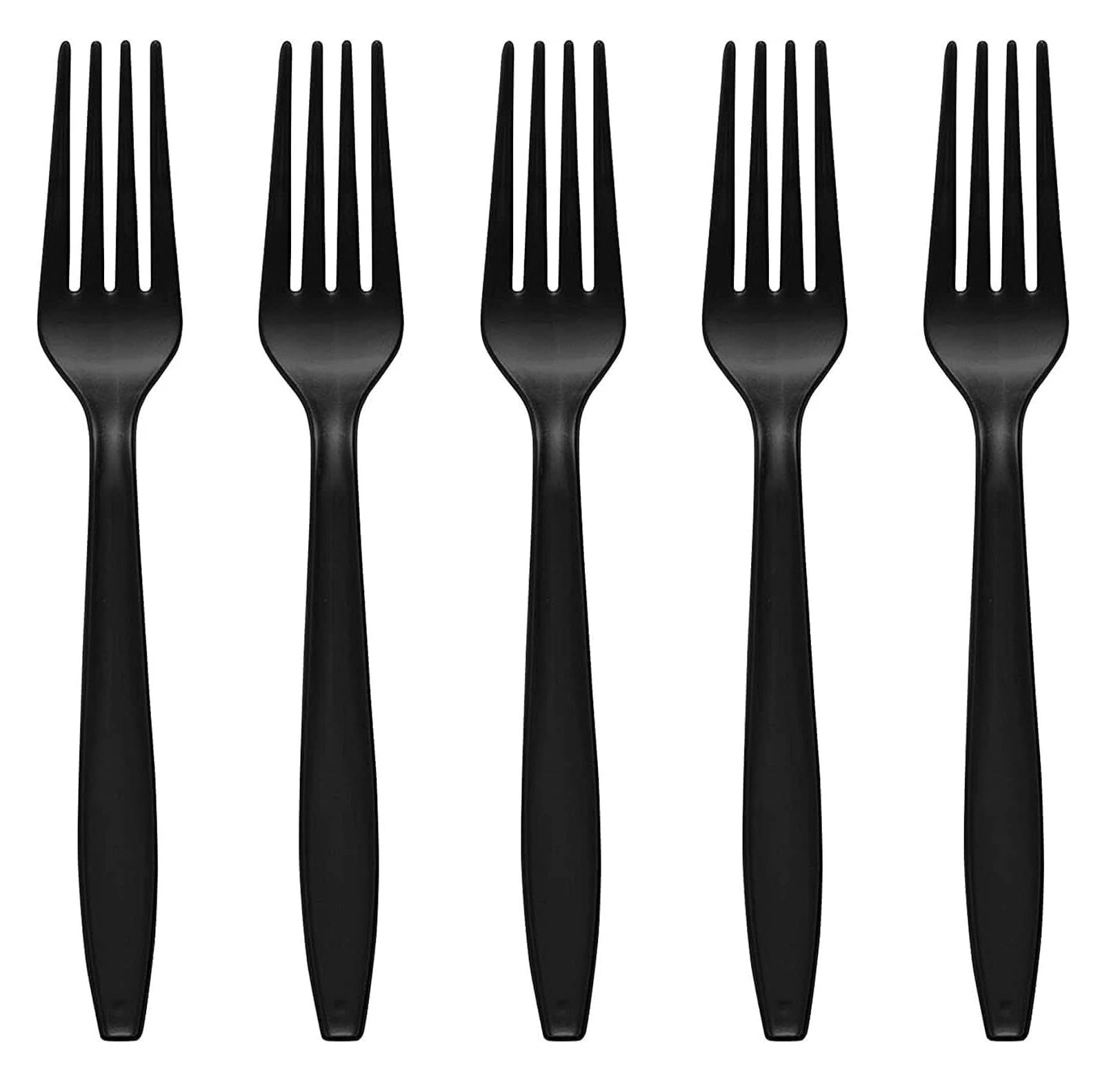 Tezraftaar® 100 x Tithe Heavy Duty Plastic Forks Reusable Black Cutlery Set BPA Free Durable Catering Wedding Kids Parties Picnic Traveling