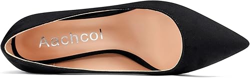Miniatura 4 de Aachcol Zapatos de tacón medio para mujer, con punta puntiaguda, sin cordones, para boda, fiesta, 2 pulgadas
