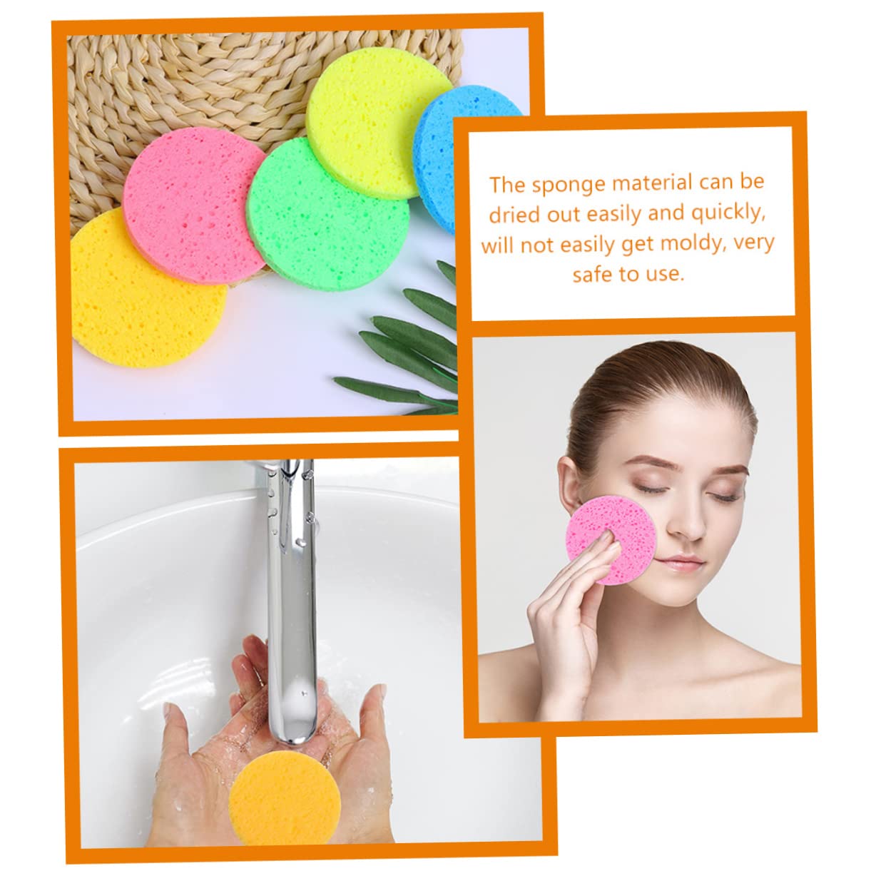 FRCOLOR 150pezzi Spugne Struccanti Spugnette Tonde Cellulosa Naturale Per Detersione Viso e Rimozione Makeup Compatte Facili Da Usare e Trasportare