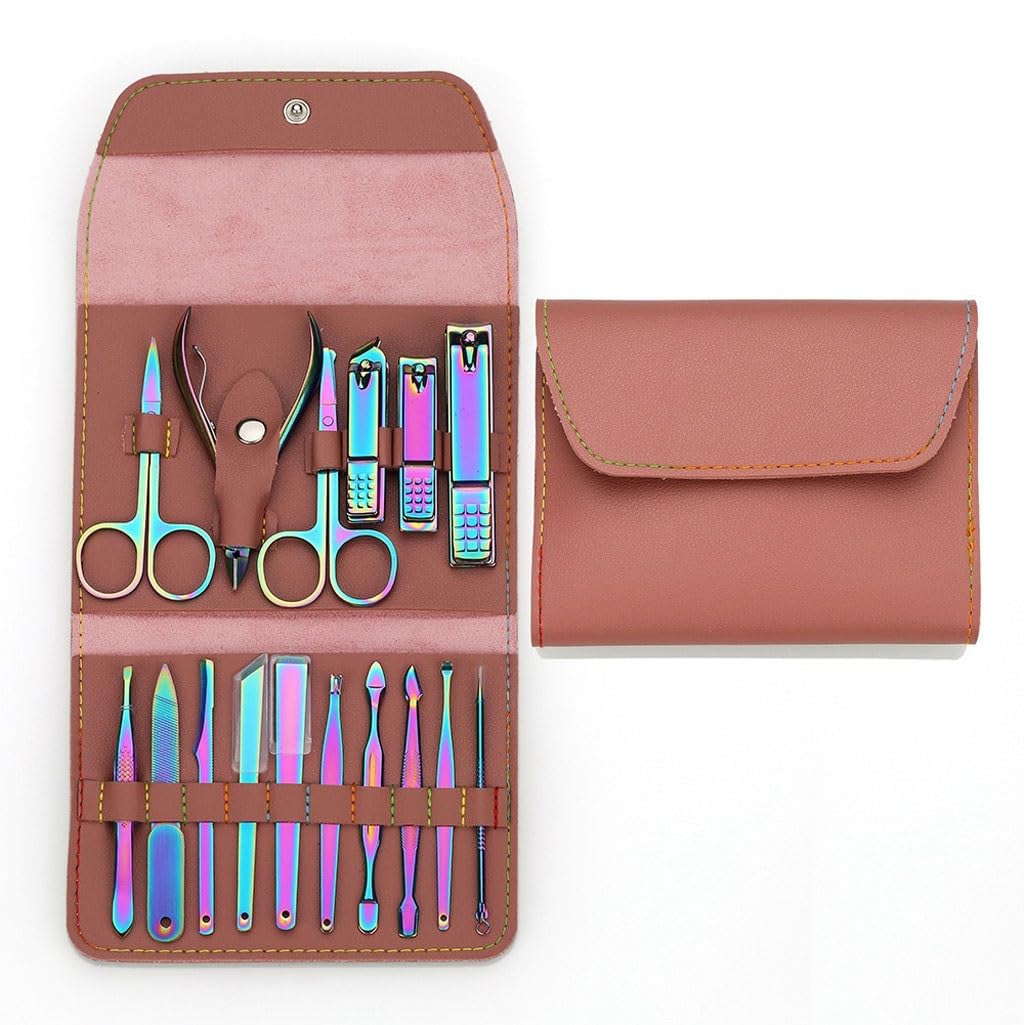 Fantasy-farbenes 16-teiliges Nagelscheren-Set – Maniküre-Werkzeuge für zu Hause, geeignet für Reisen und als tragbares Beauty-Set