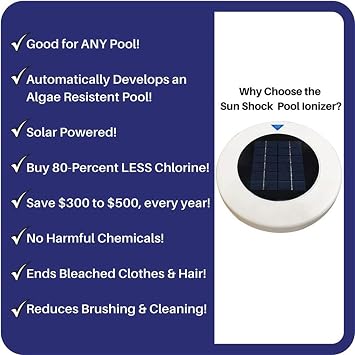 Solar Pool Ionizer Pool Purifier,Solar Pool Ionizer Copper Silver Ion Swimming Pool Purifier Safety Water Purifier,Automatic Water Purifier Clarifier Tool (white)