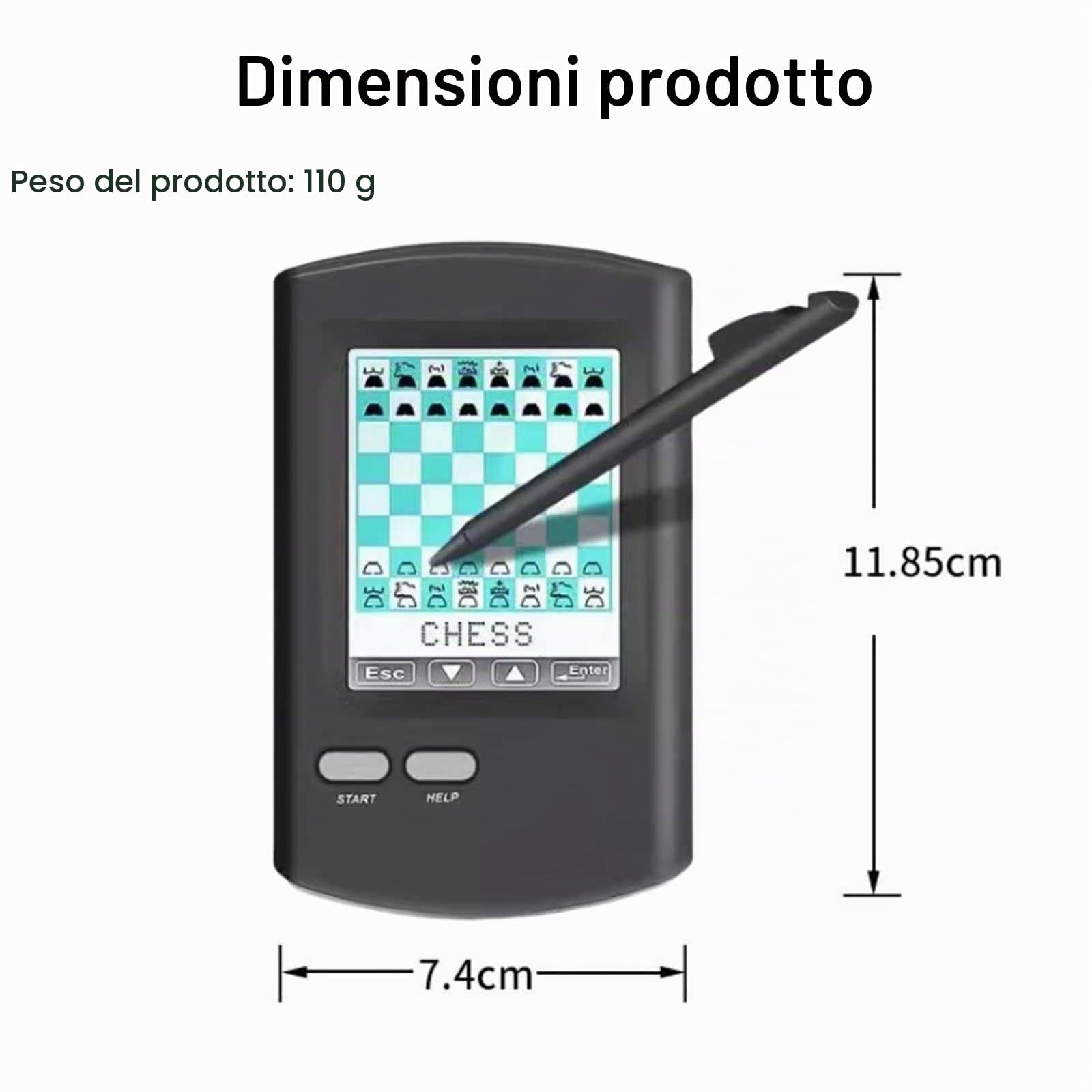 Palmare Scacchiera Elettronica Intelligente,Scacchiere Elettroniche Mini Basato sul Tatto Gioco Uomo-Macchina Molteplici modalità di Gioco,Chess HD Portatile