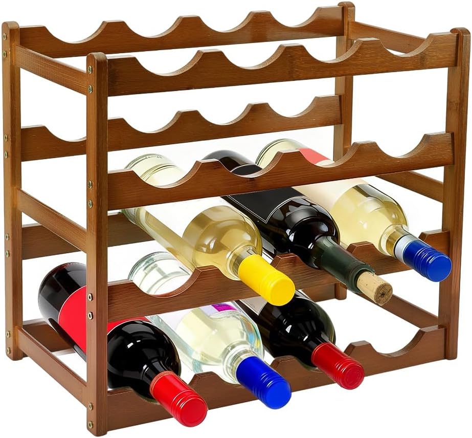 UNICRAFTALE Soporte para Vinos de 4 Niveles, Almacenamiento para 16 Botellas