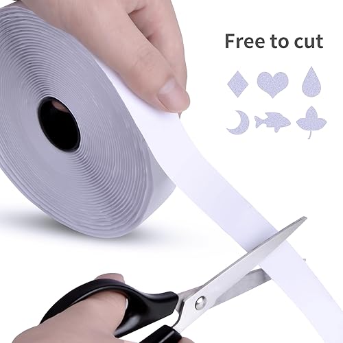 Miniatura 4 de Cinta de gancho y bucle, cinta blanca entrelazada, cada rollo de 1 pulgada x 23 pies, correas autoadhesivas resistentes resistentes para interiores