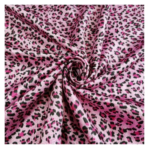 Tissu satin léopard au mètre rose coupon 10m pour robe écharpe pyjama