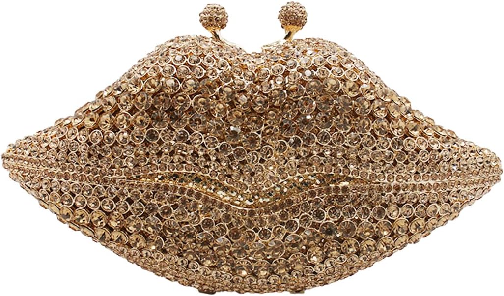 Women Sparkling Lip Evening Bag Rhinestone Clutch Luxury Purse Crystal Clutch for Wedding Party Prom